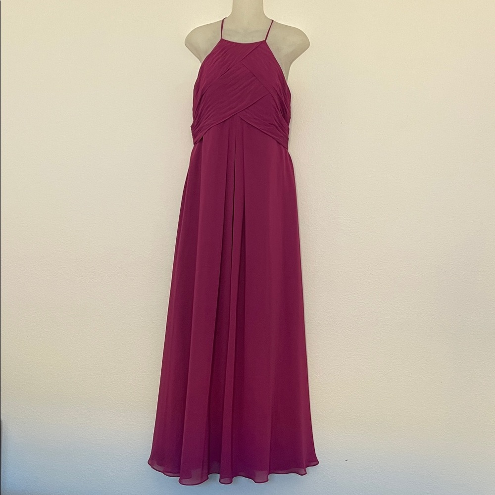 Azazie Ginger Chiffon Bridesmaid Prom Dress Gown Size A4 Cabernet EUC Worn Once